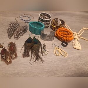 Lot of Bohemian costume jewerly, some vintage, some newer